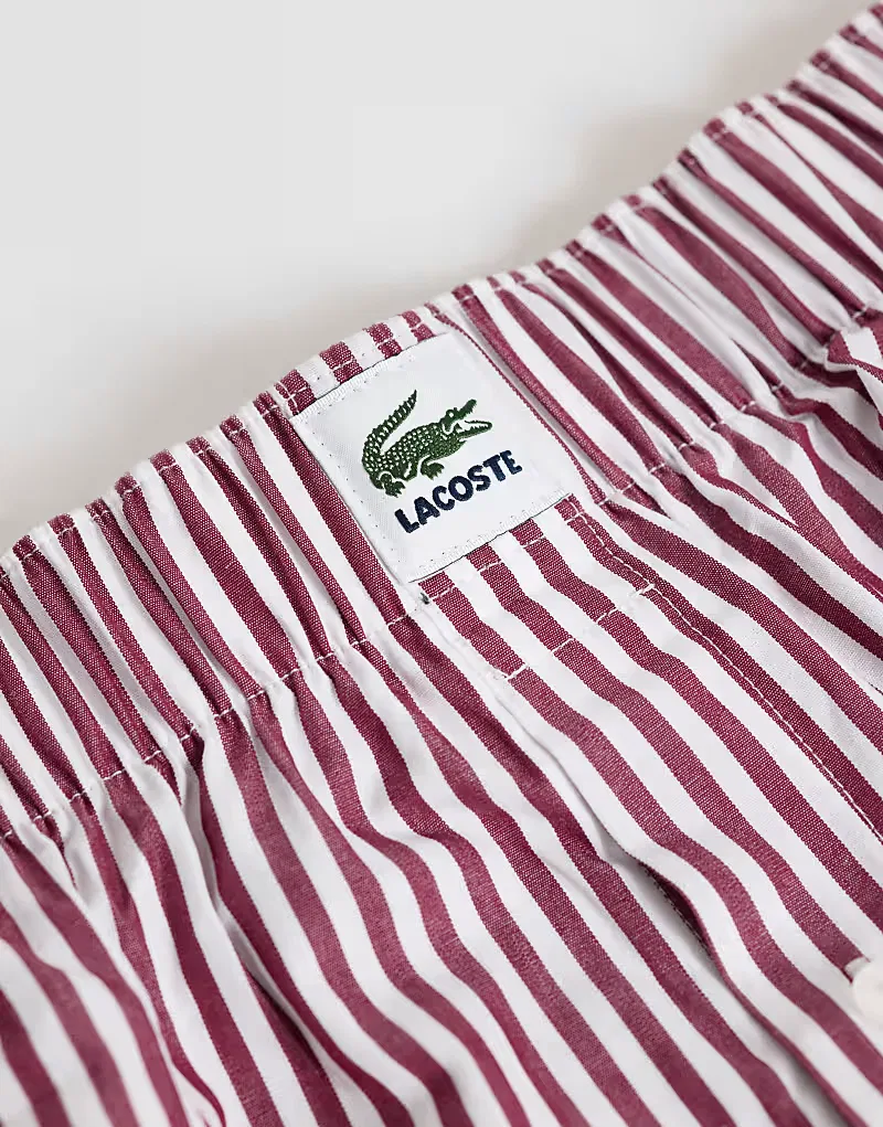 Боксеры хлопковые тканые с логотипом 3 шт Lacoste, бордовый — фото 2