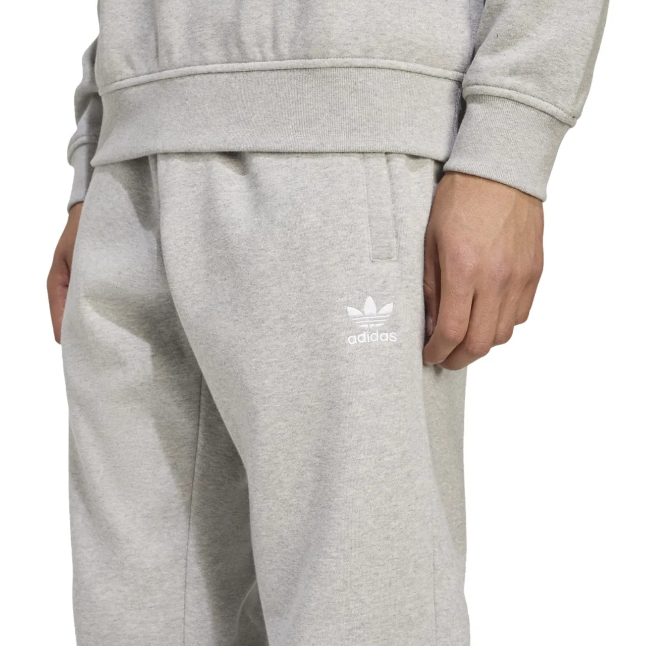 Мужские спортивные брюки Trefoil Essentials Adidas, цвет Medium Grey Heather/White — фото 3