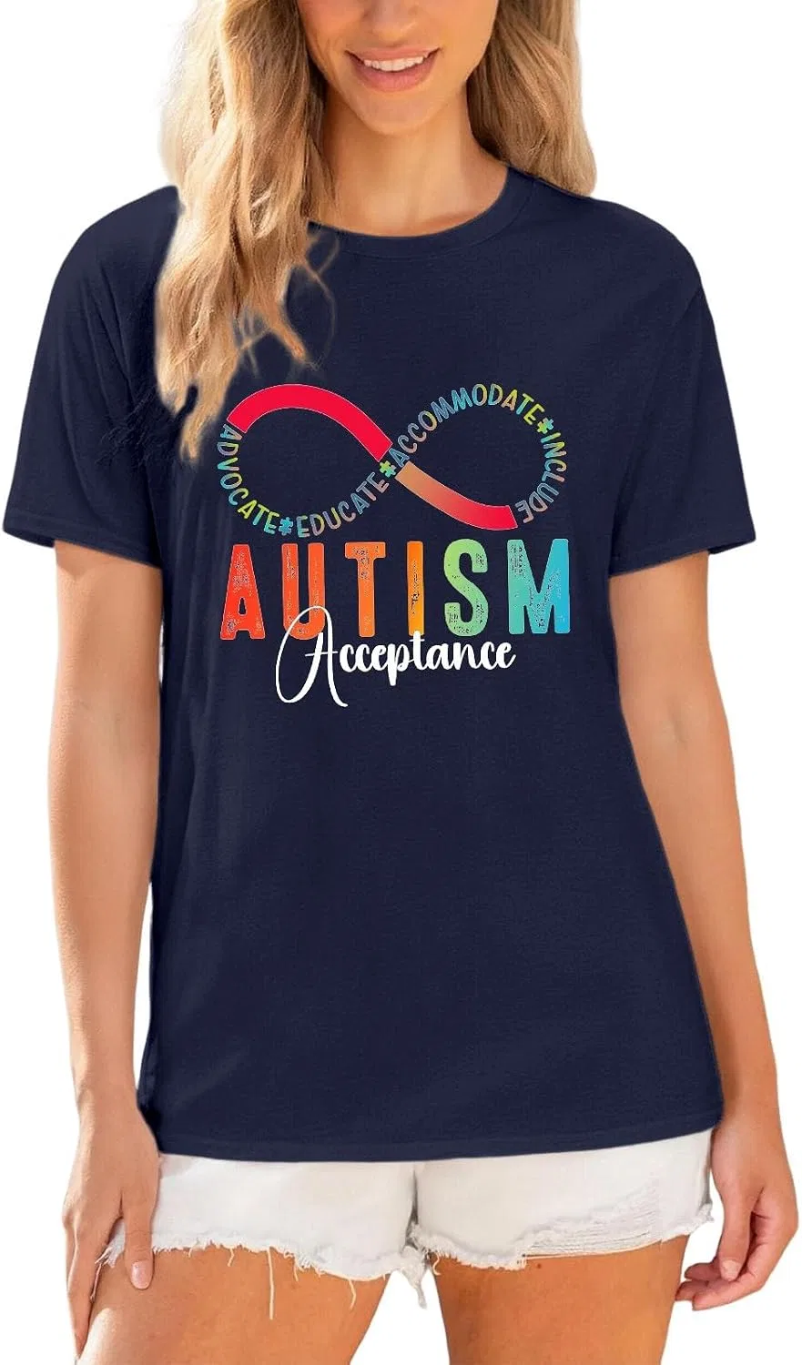 Унисекс футболка с коротким рукавом Autism Awareness, Navy — фото 2