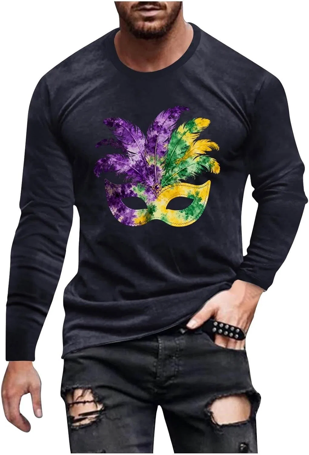 Мужская свободная футболка с круглым вырезом Long Sleeve Work Shirt, Navy