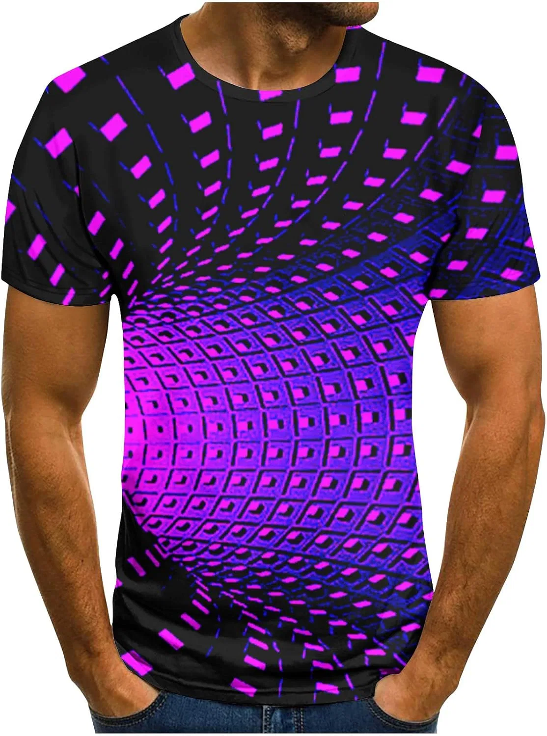 Футболка с 3D-принтом Optical Illusion, Purple