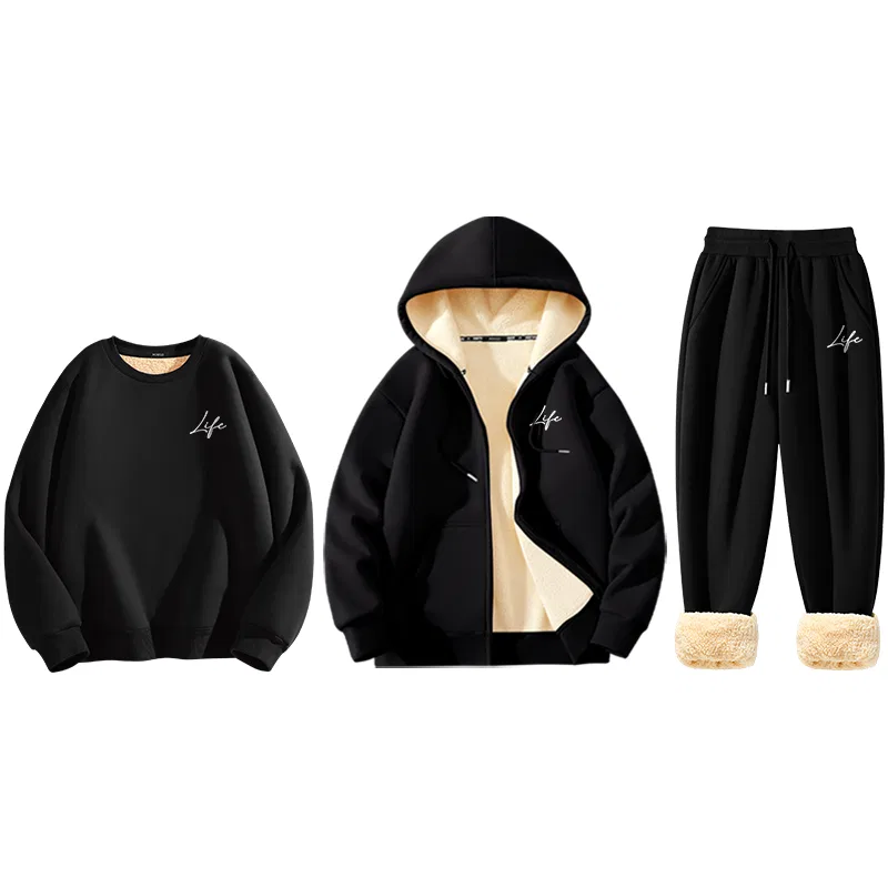 Детский спортивный костюм утепленный из трех предметов MINISO, Black — фото 3