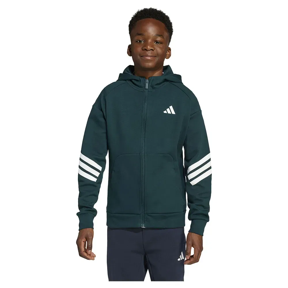 Толстовка на молнии Adidas Future Icons 3 Stripes Adidas, зеленый