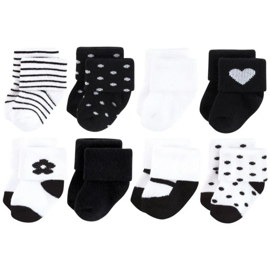 Детские носки-терри с хлопком, набор из 8 пар Hudson Baby, Black Flower