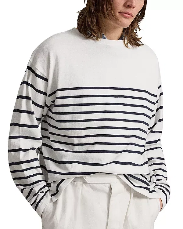 Мужской свитер с принтом Relaxed Fit Stripe Jersey Sweater Polo Ralph Lauren, Navy Multi