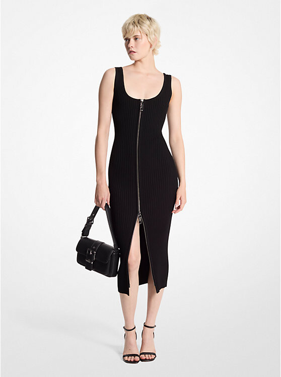 

Платье Michael Kors Ribbed Stretch Knit Zip, черный