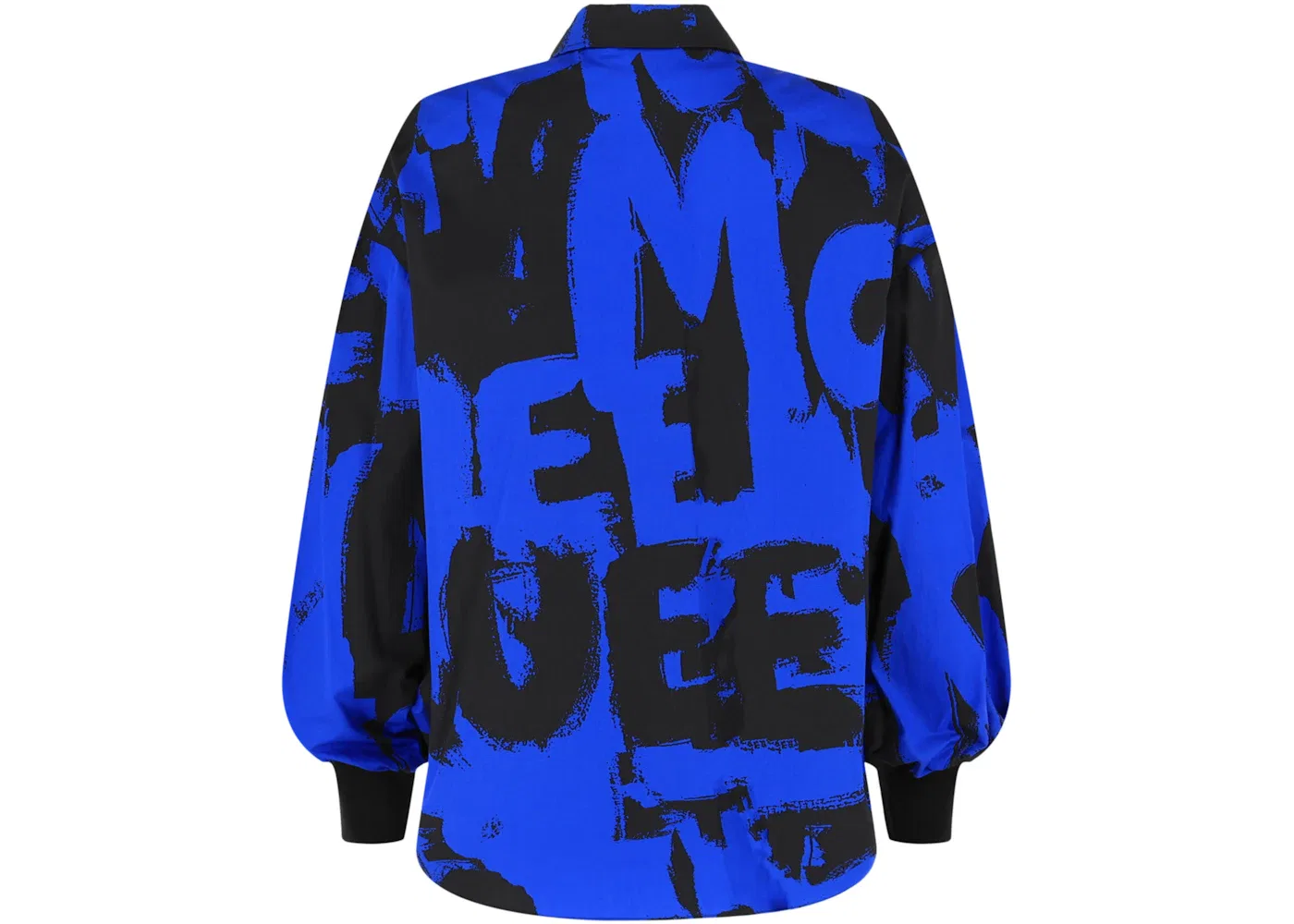 Женская рубашка с принтом Graffiti Logo Alexander McQueen, Electric Blue Black — фото 2