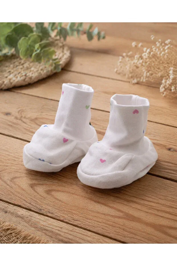 Детские пинетки для новорожденных с принтом Kiddyturtles, White-Heart — фото 4