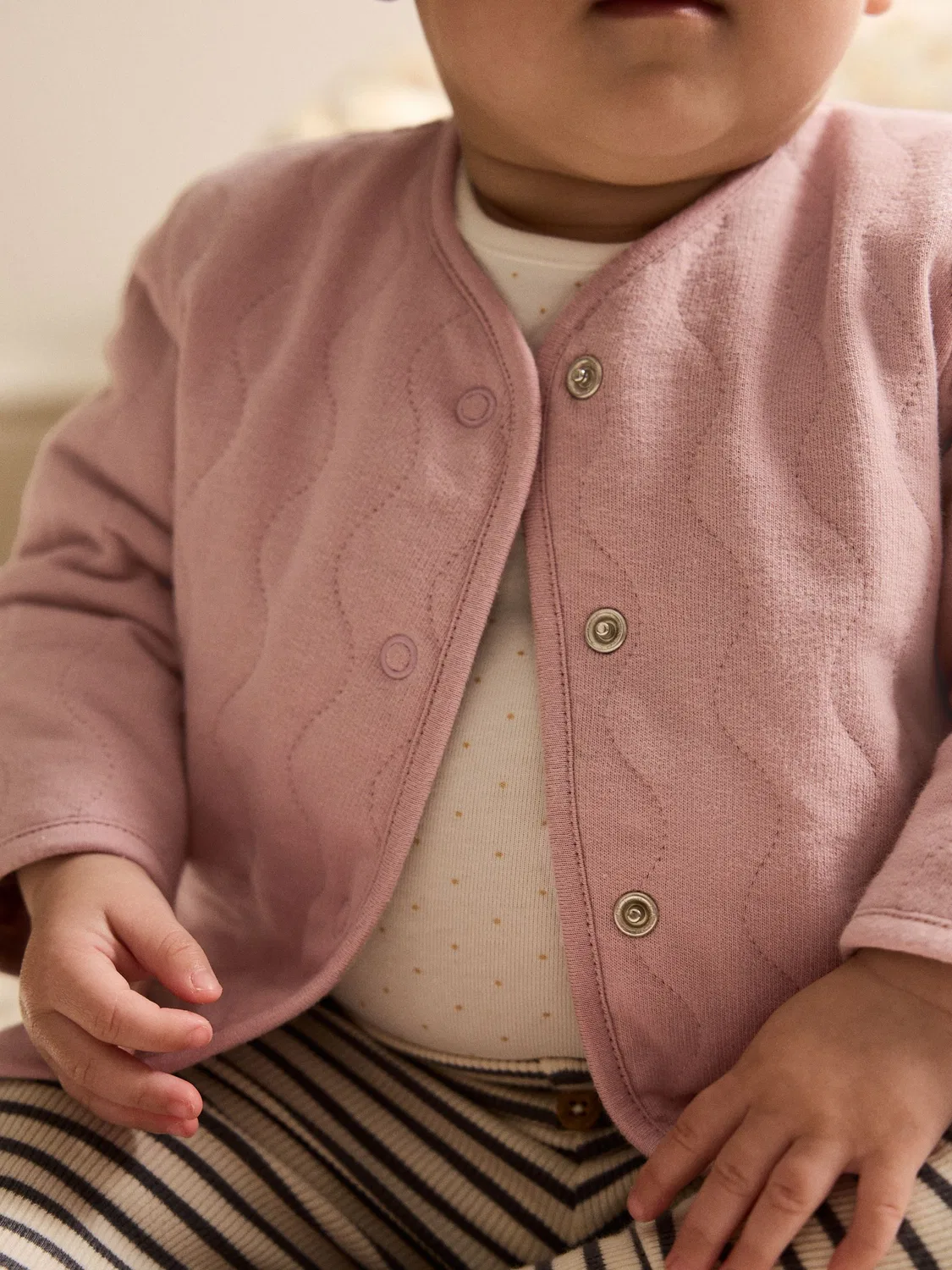 Куртка стеганая Pink Jersey Quilted Baby Jacket Next, розовый — фото 4
