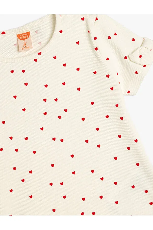 Детская футболка с бантом Koton, Ecru Patterned — фото 3