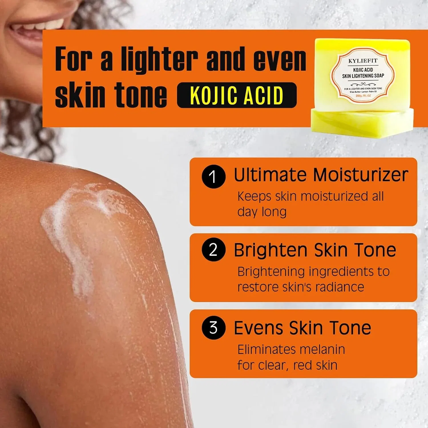 Мыло отбеливающее с койевой кислотой AILKE BOOST LUSTER, 5 шт, 200 г, 5 Items — фото 3