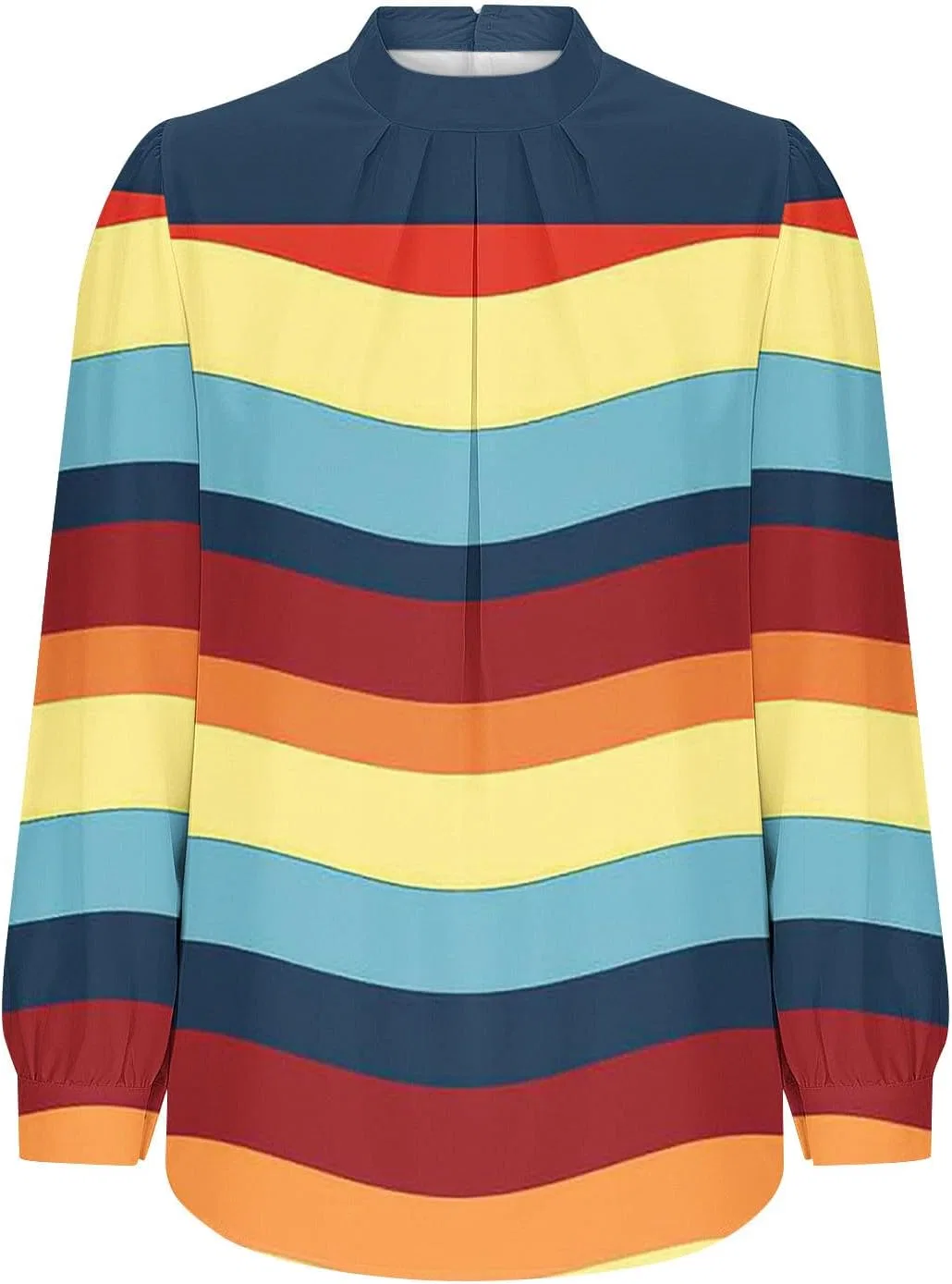 Женская блузка с принтом, с длинным рукавом, жёлтый — фото 4