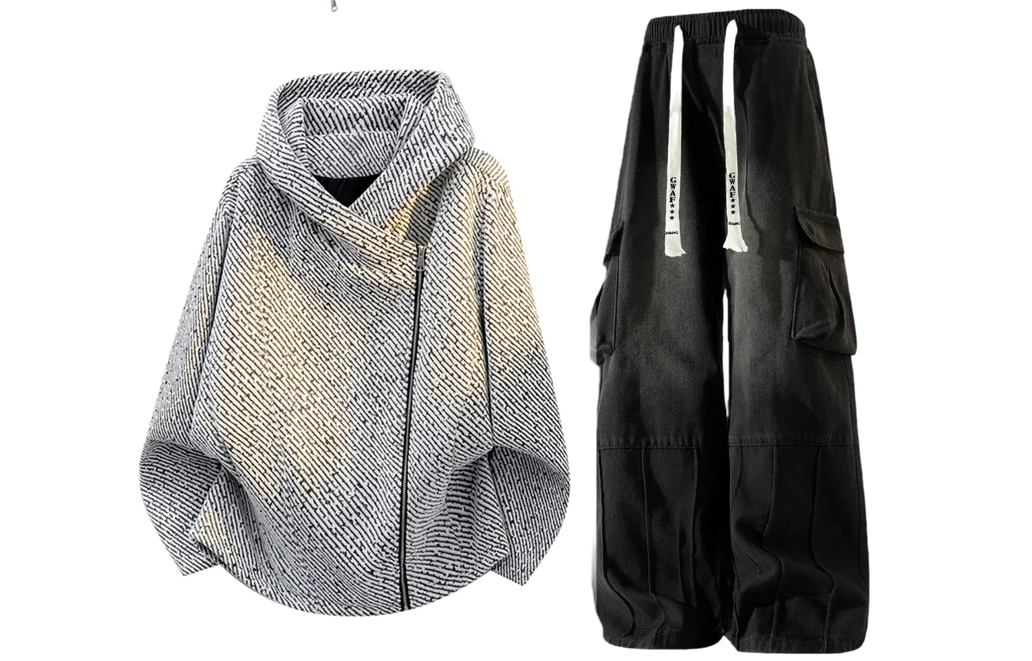 Детский комплект спортивной одежды с капюшоном Light Gray Top+Black Pants GWAF, Light Gray/Black