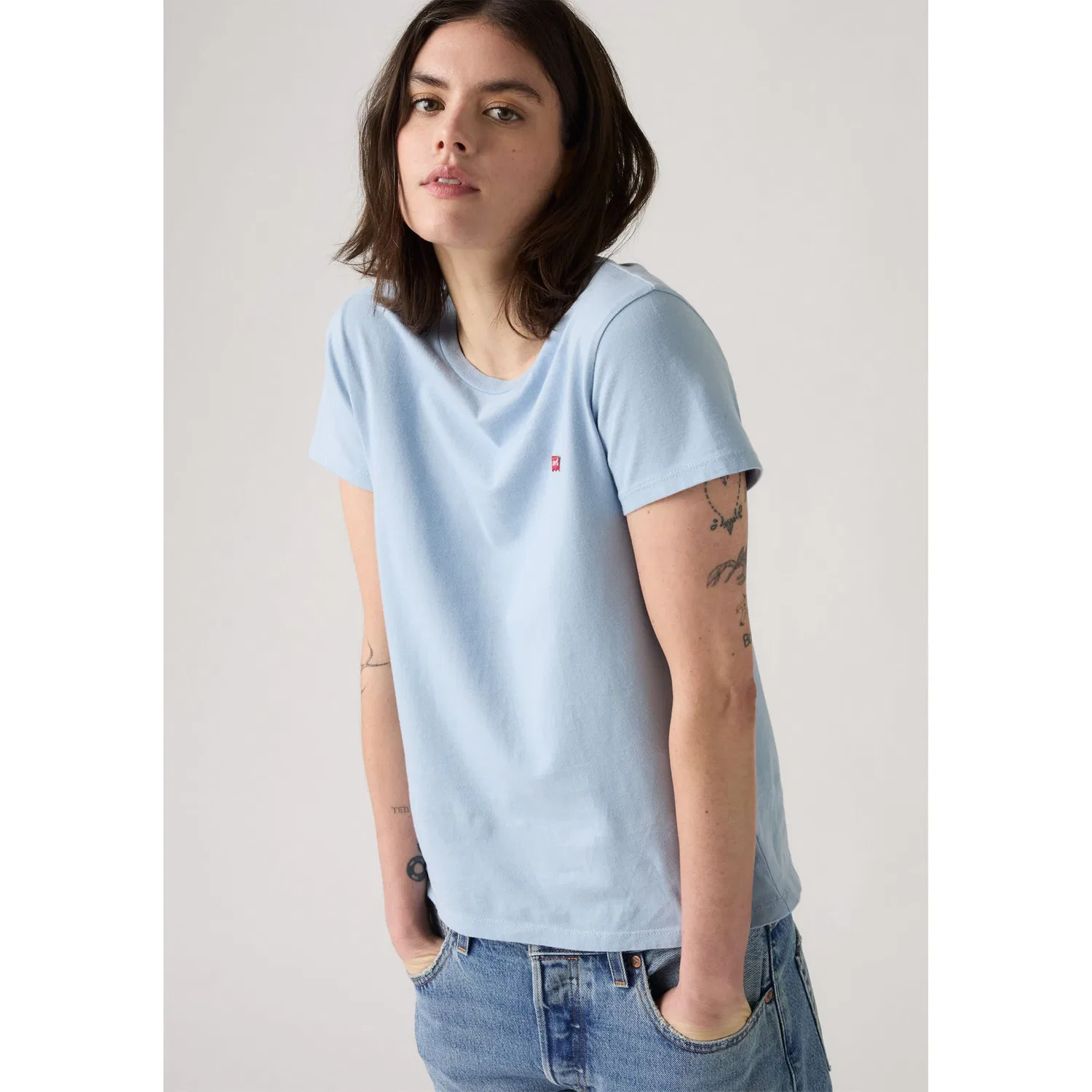 Женская хлопковая футболка Levi's, Chambray Blue — фото 2