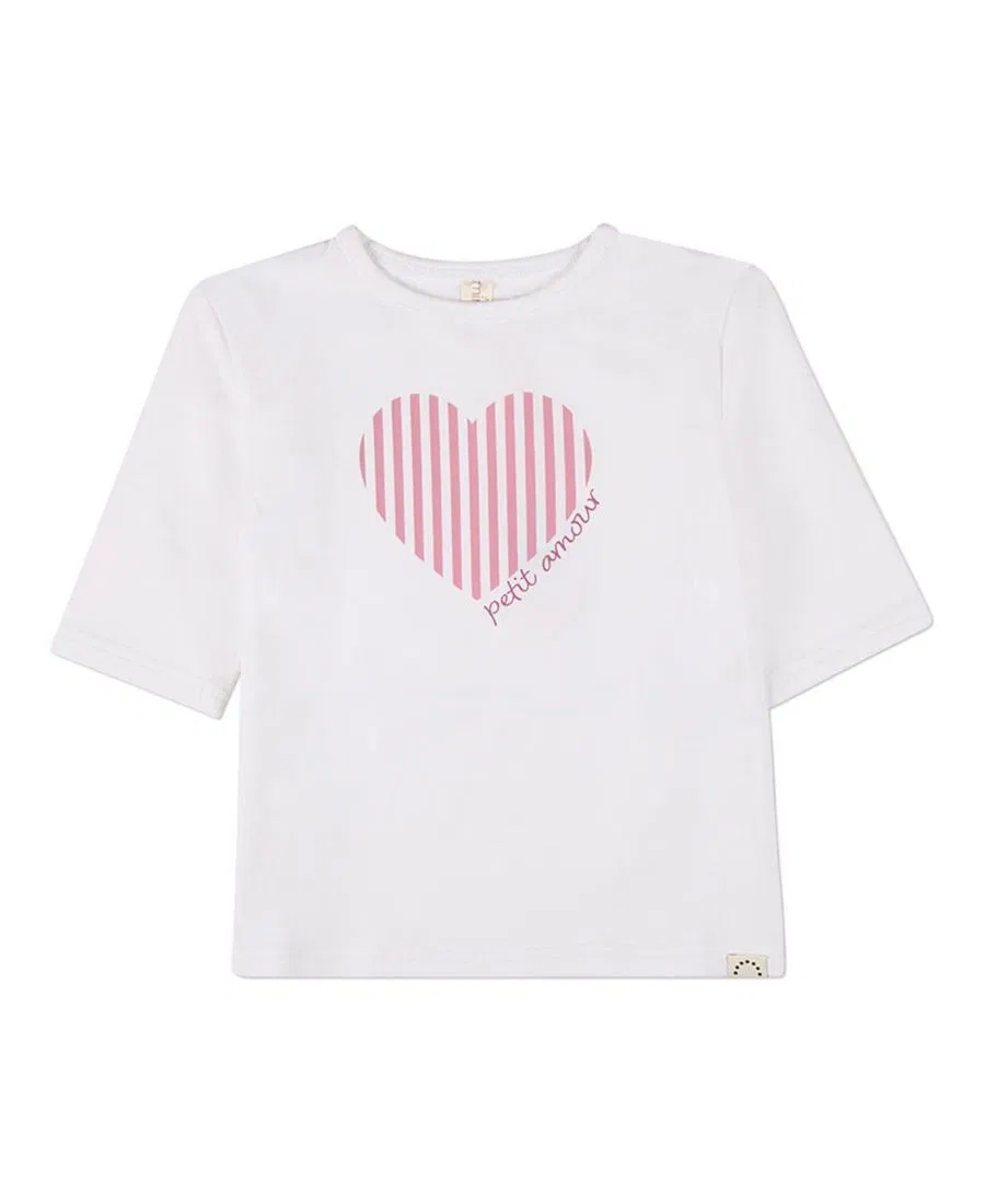 Футболка с 3/4-рукавом с принтом Petit Amour MeMoi, White