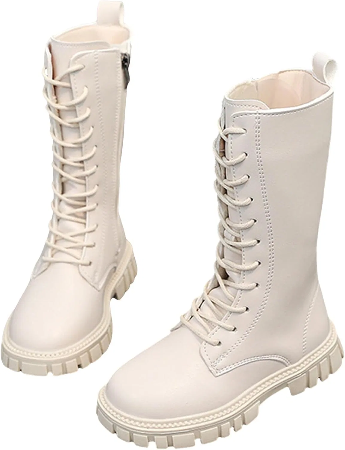 Детские ботинки для девочек с принтом Combat Lace Up Punk Boot, White