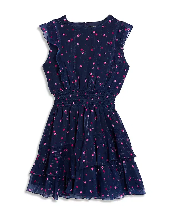 Детское платье для девочек с принтом Aqua, Navy Floral