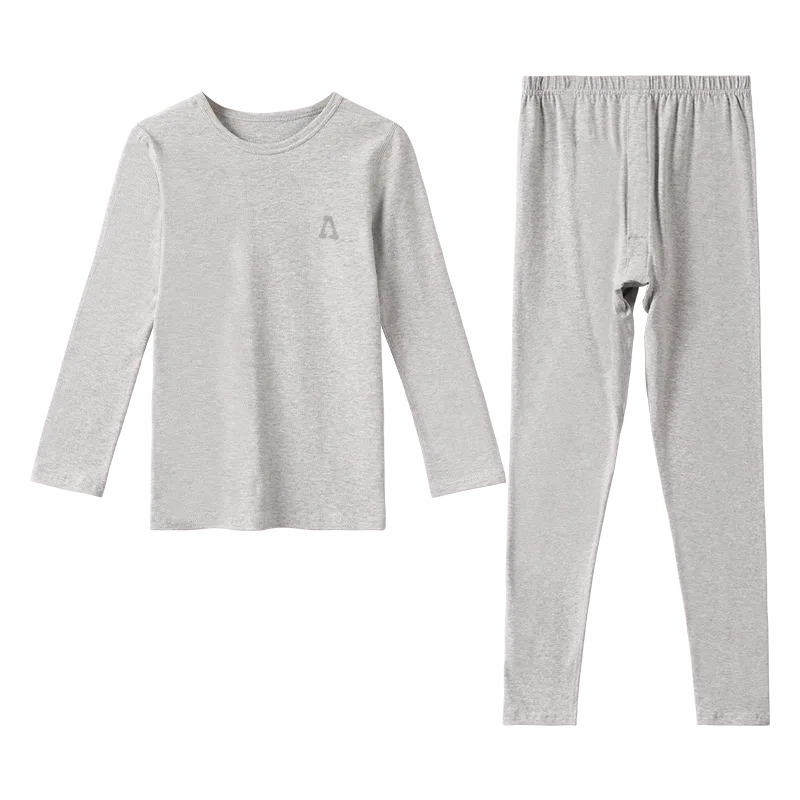 Детское белье из хлопка с длинным рукавом Red bean, Light Heather Gray
