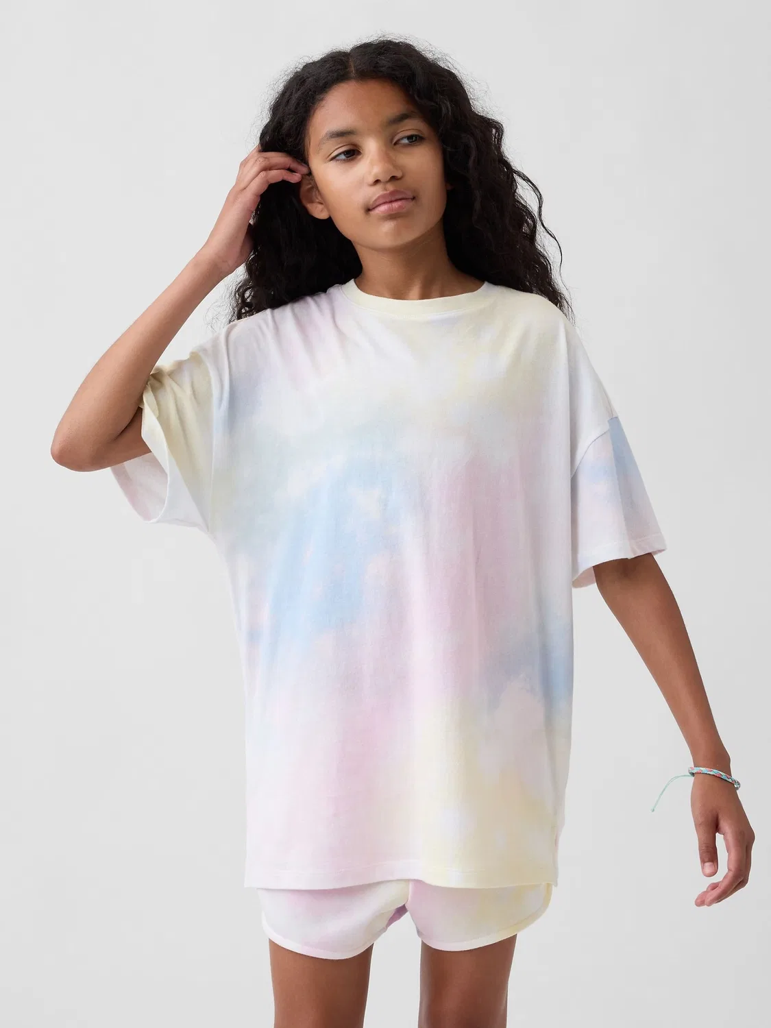 Футболка оверсайз, длинная Gap, розовый