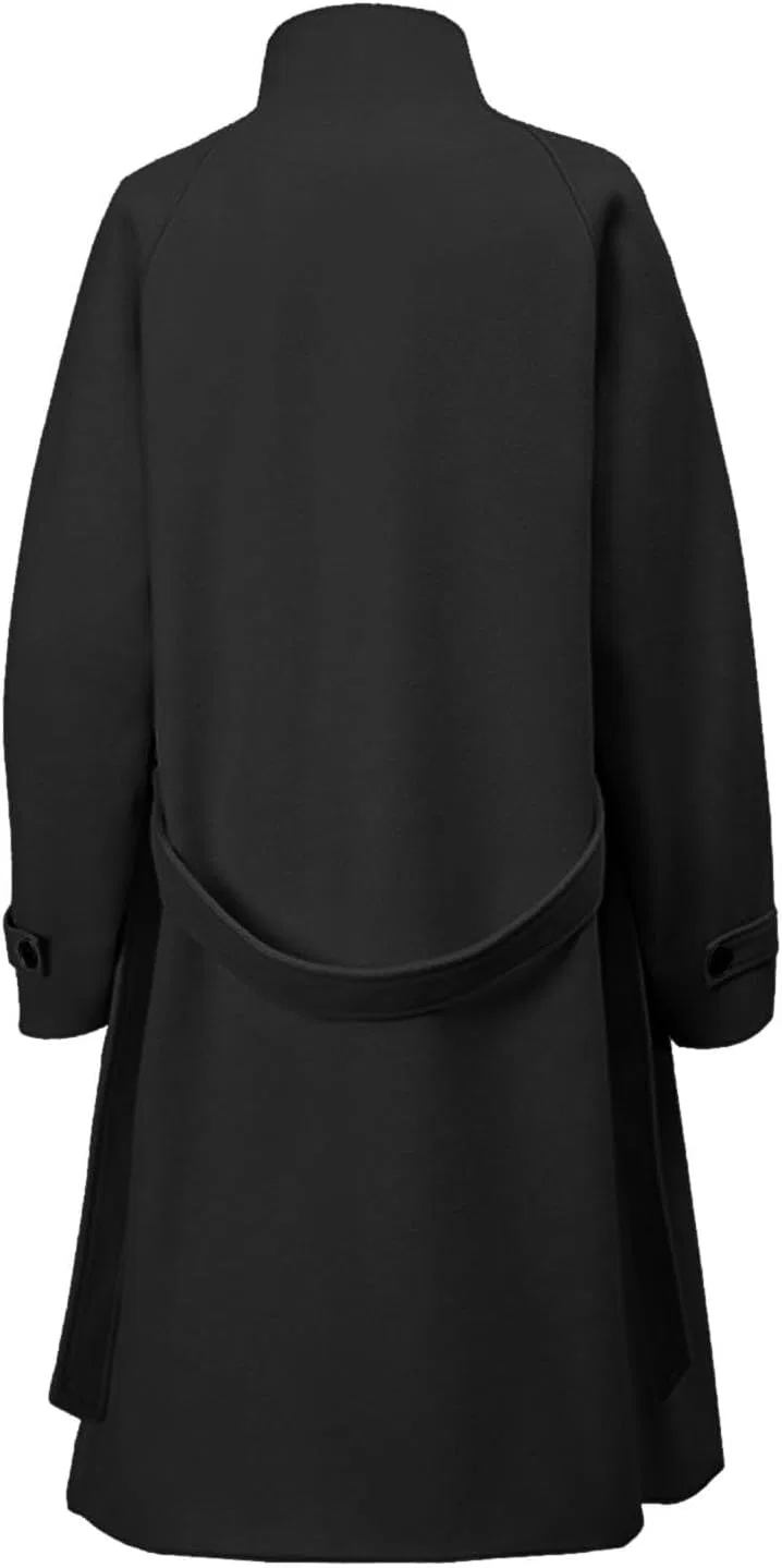 Мужское пальто-даблфейс с длинным рукавом, однобортное, Plus Size, чёрный — фото 4