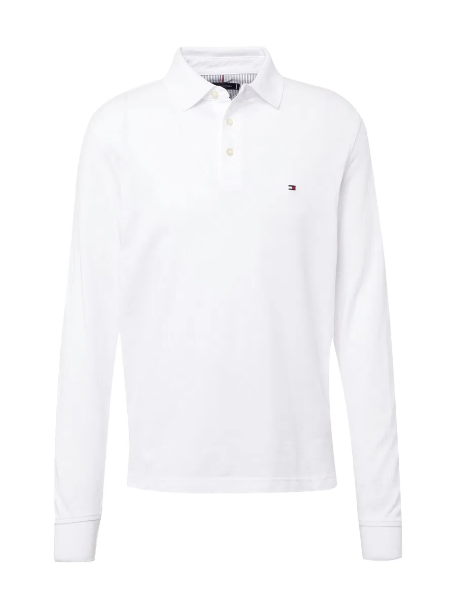 Рубашка TOMMY HILFIGER '1985 SLIM LS POLO' белого цвета