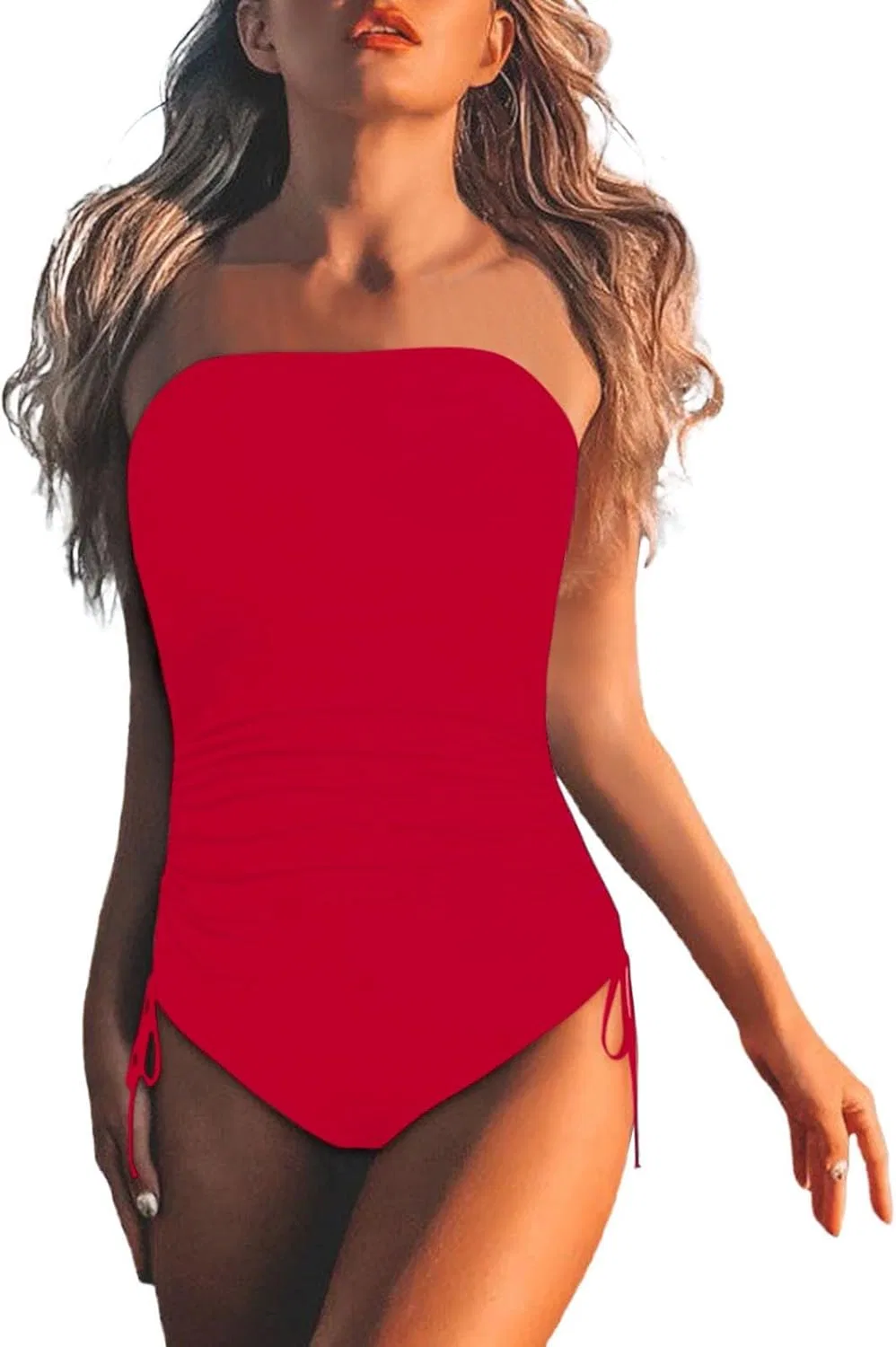 Женский слитный купальник с утяжкой живота с вырезами Adjustable, Red