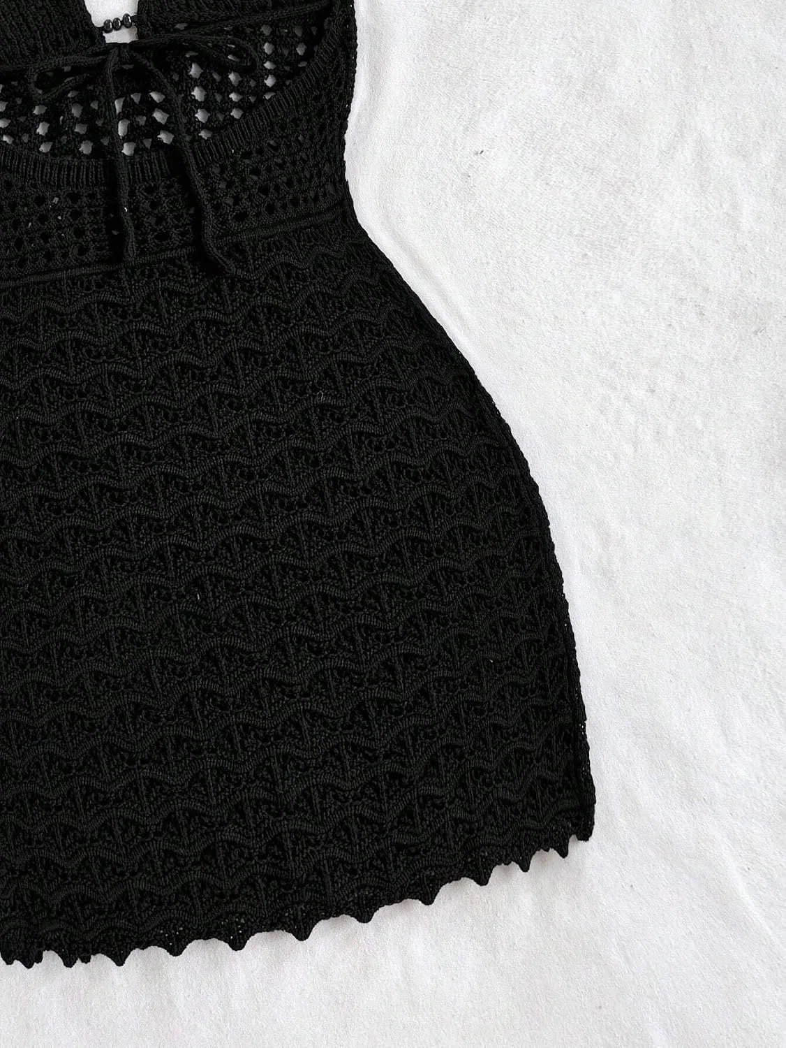 Женское платье мини с вырезами на спине Bodycon, Black — фото 3