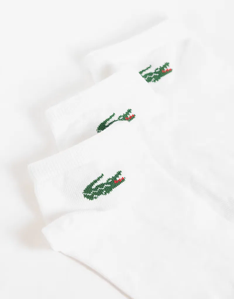 Носки низкие с логотипом крокодила 3 шт Lacoste, белый — фото 2
