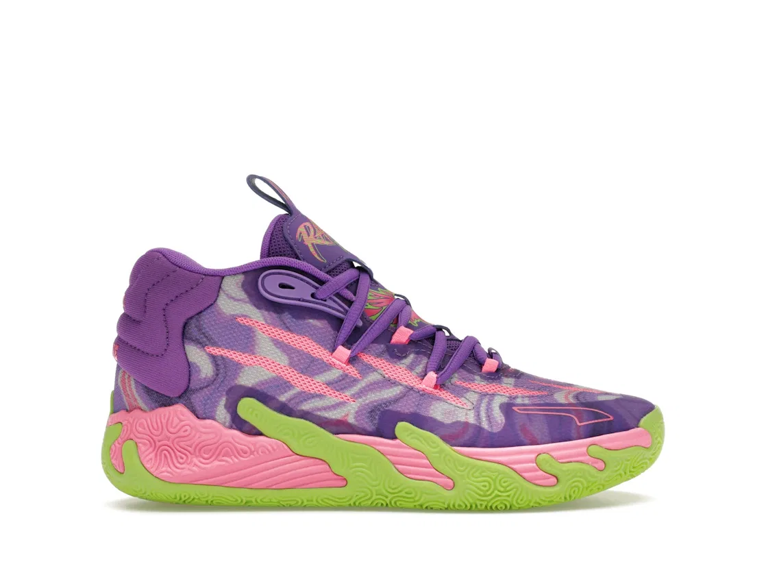 Детские кроссовки для мальчиков с принтом Puma LaMelo Ball MB.03, Purple Glimmer-Green Gecko