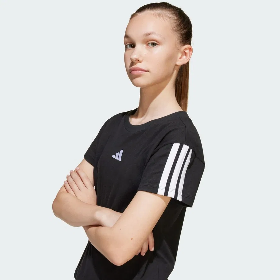 Футболка детская с принтом Essentials Tee adidas, Черно-белый — фото 4