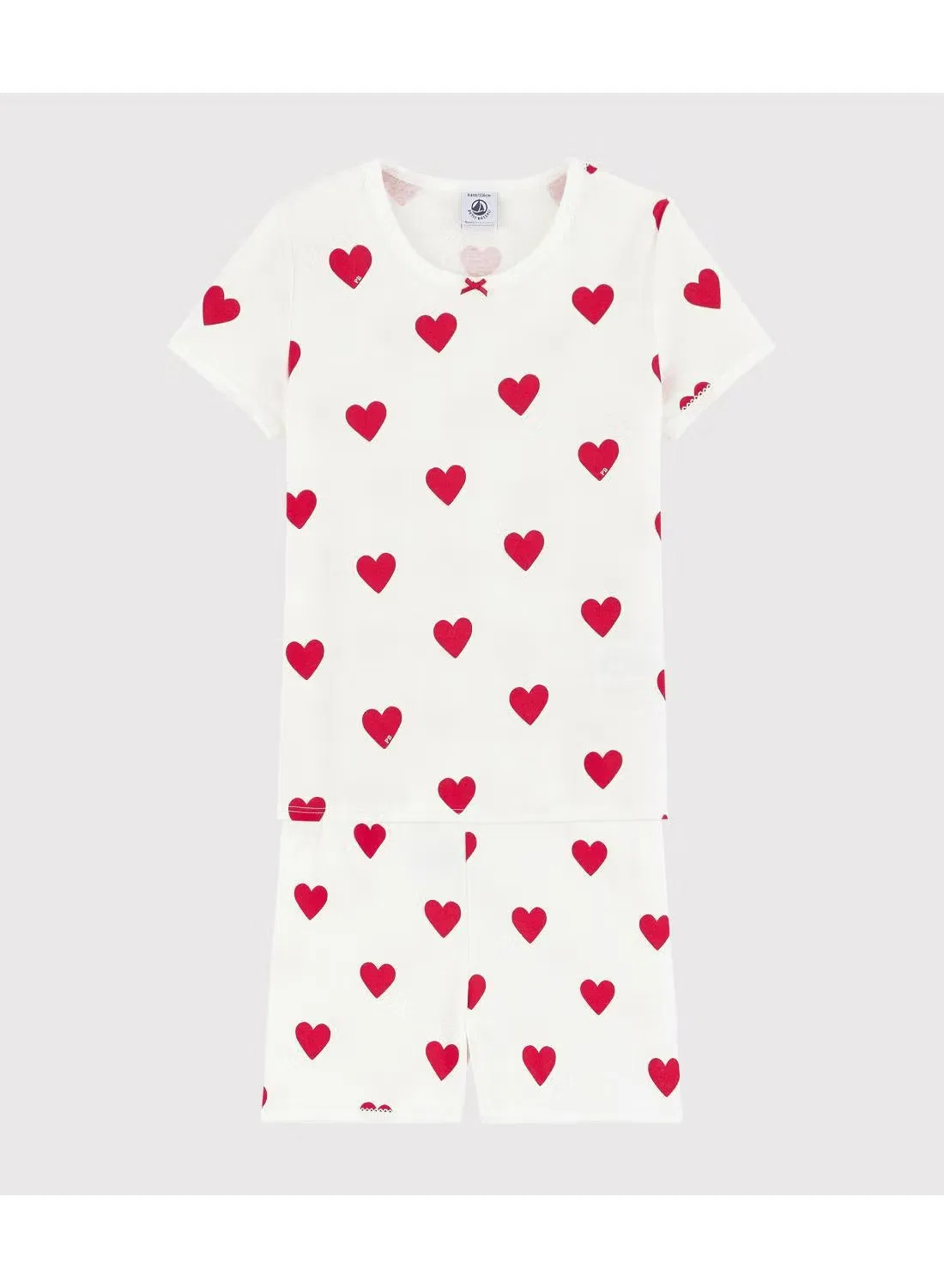 Пижама короткая с принтом сердечек Petit Bateau, белый