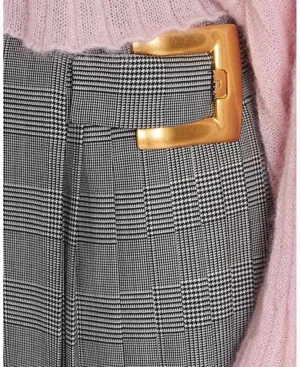 Женская юбка миди с принтом Midi skirt with prince of wales check Balmain, черный — фото 4