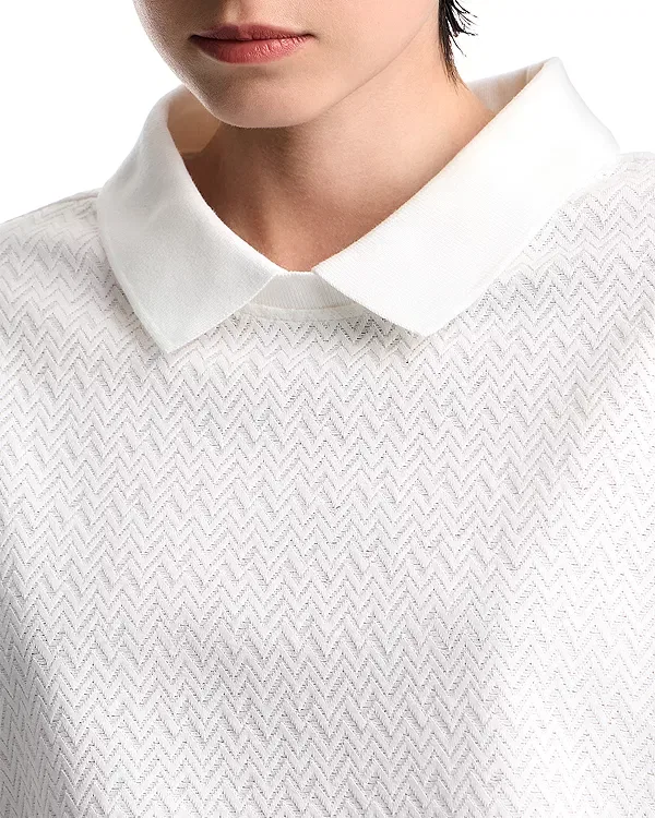 Женский топ с коротким рукавом Chevron Jacquard Jersey Top Emporio Armani, Warm White — фото 4