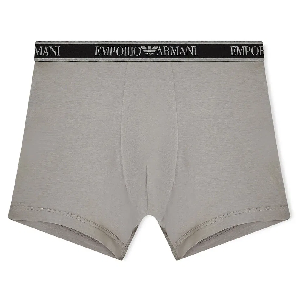 Мужские трусы-боксеры из хлопка с эластаном, 3 шт Emporio armani, Grey — фото 2