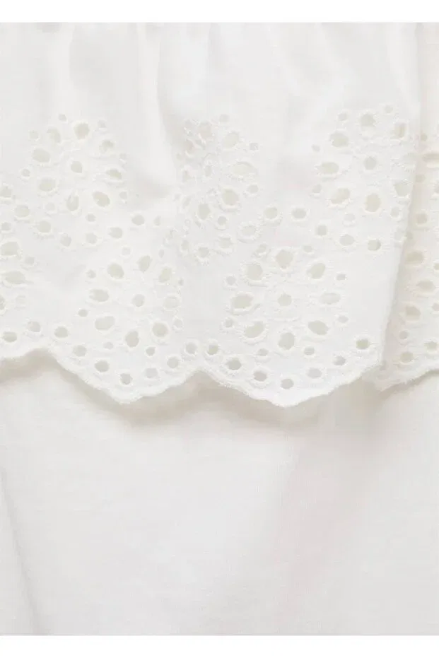 Детская футболка для девочек хлопковое Mango Kids, Off White — фото 3