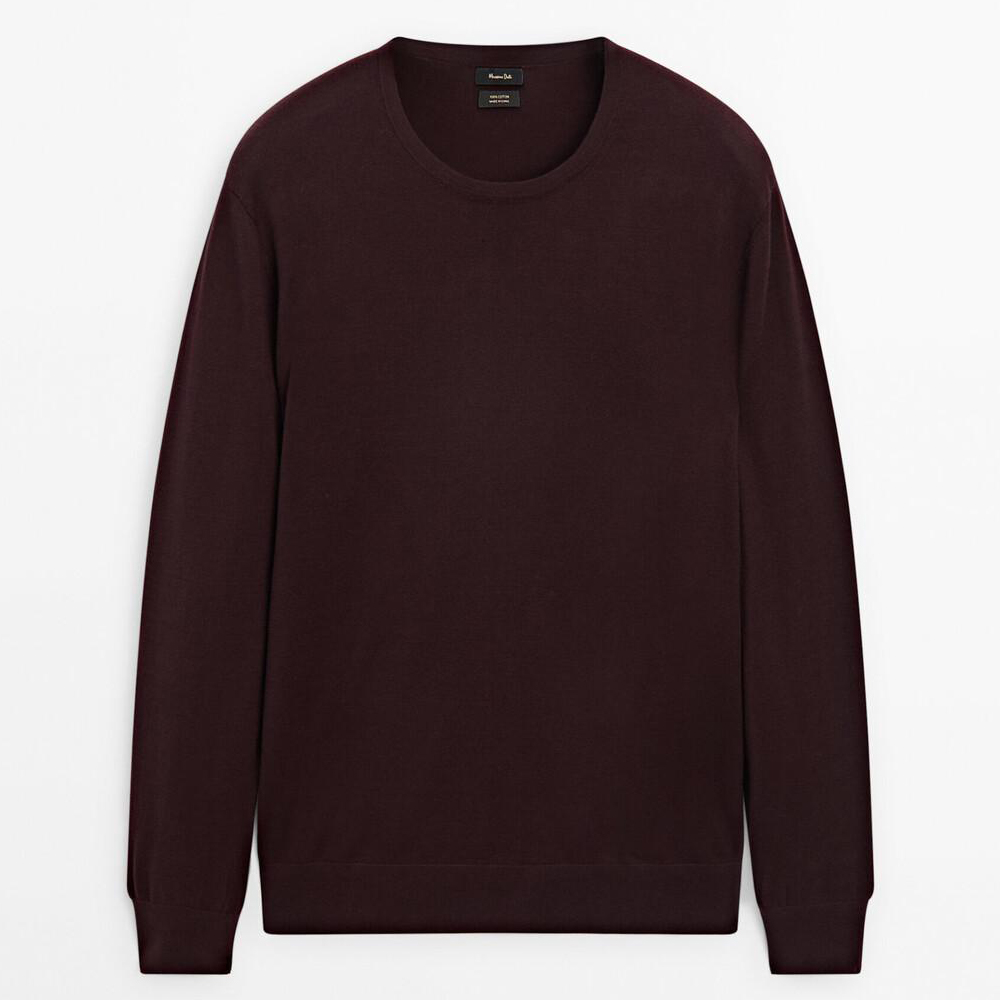 

Хлопковый трикотажный свитер с длинными рукавами Massimo Dutti, бургунди, Красный, Хлопковый трикотажный свитер с длинными рукавами Massimo Dutti, бургунди