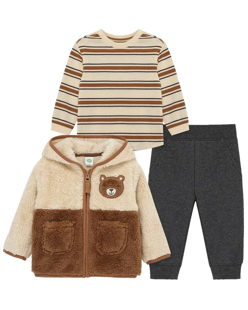 Детский комплект из 3 предметов с курткой-шепаркой Little Me Bear Sherpa Set, красный