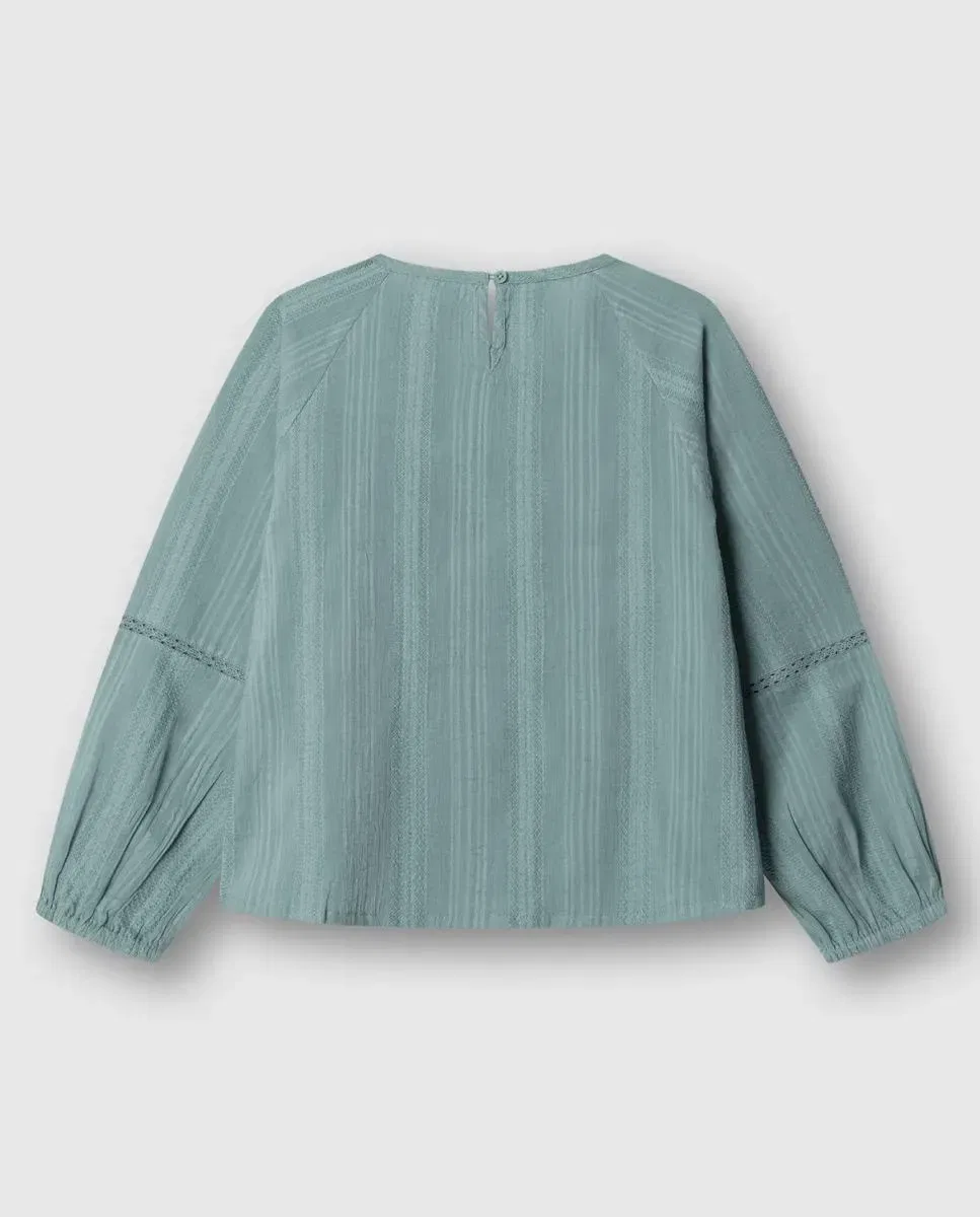 Детская блуза для девочек с кружевом Heloise Pepe Jeans, Verde Agua — фото 2
