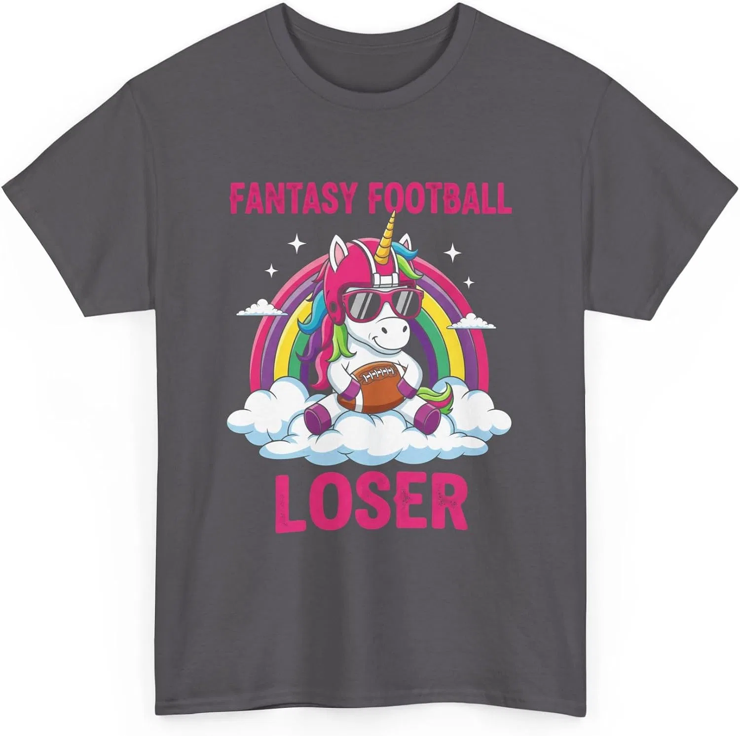 Мужская футболка с принтом Fantasy Football Loser, тёмно-серый