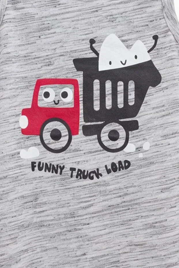 Детский комбинезон для мальчиков хлопковый Truck Patterned Newteam, Gray — фото 2