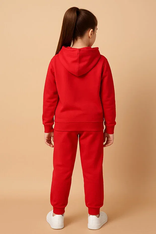 Детский комплект свитшота с принтом и брюк для девочек London Printed Premium Compact Sweatshirt Tracksuit Let'S Wear, Red — фото 2