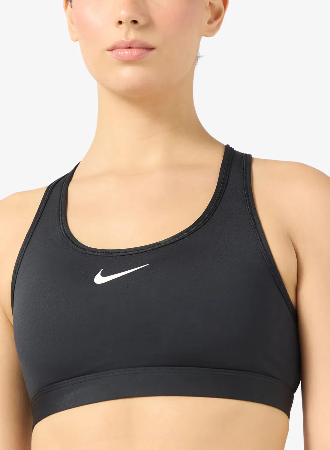 Спортивный топ без пуш-апа Swoosh Nike, черный — фото 3