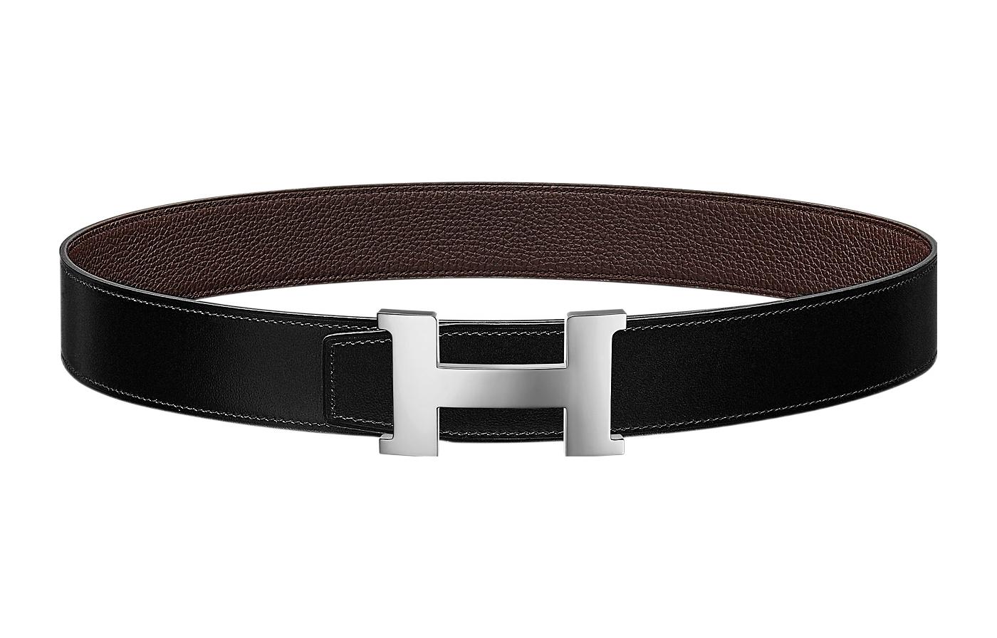 

HERMES Кожаный ремень мужской черный шоколад, Black/Chocolate