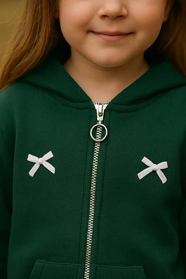 Детское худи для девочек с капюшоном Yalçınoğlu Kids, Khaki — фото 4