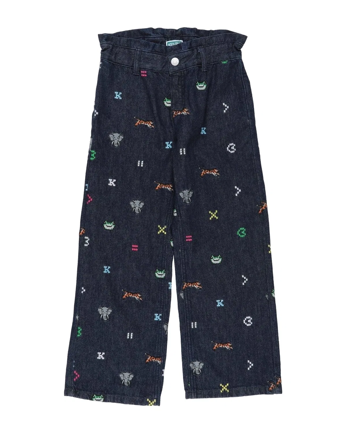 Детские джинсы для девочек с вышивкой Kenzo Kids, синий