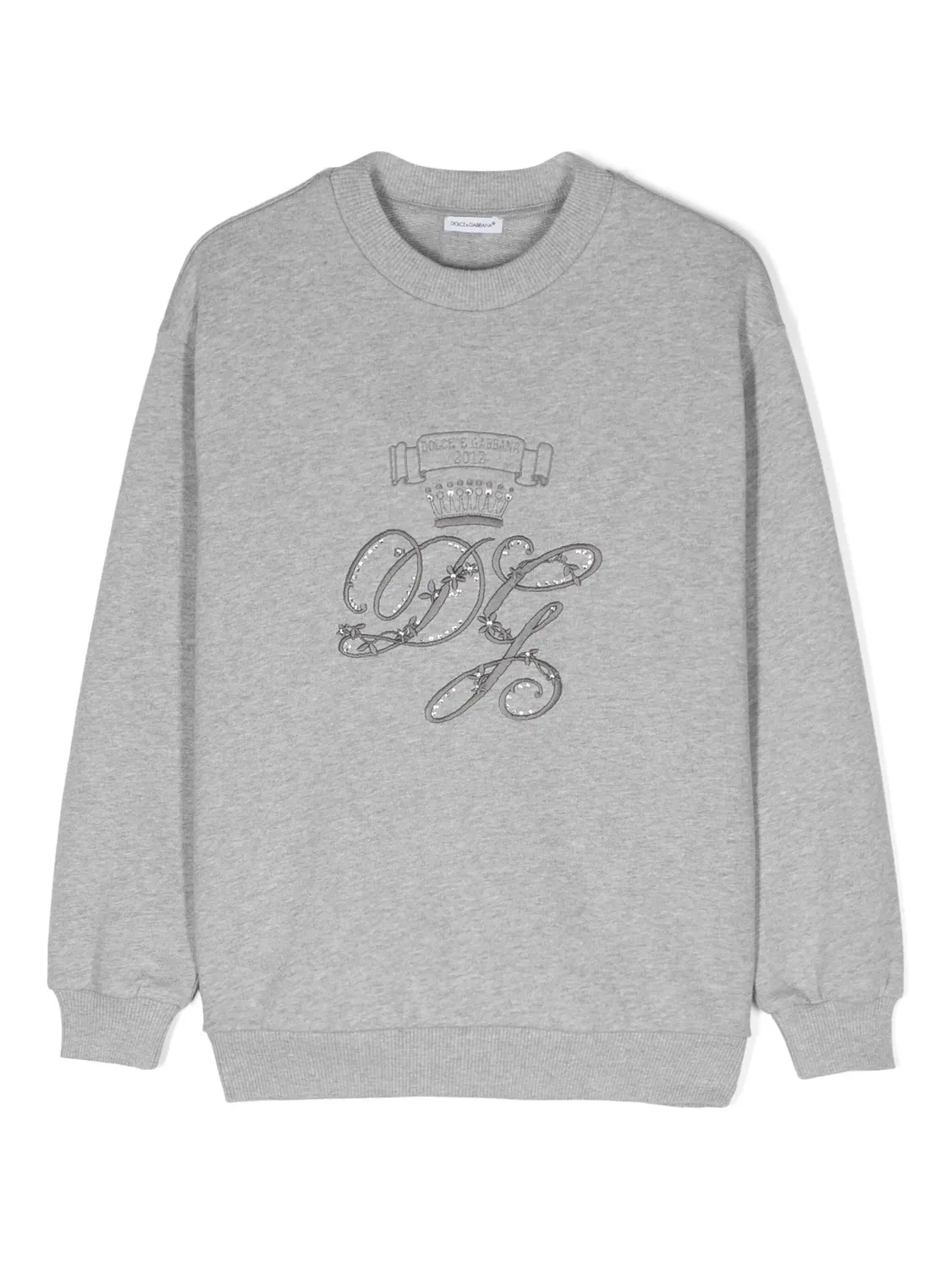Свитшот с вышитым логотипом Dolce & Gabbana, серый