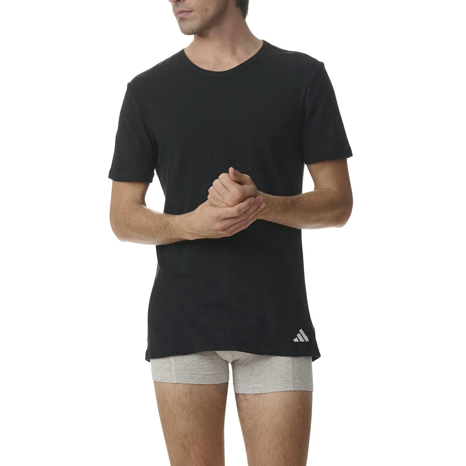 Мужская футболка с круглым вырезом 2er Pack adidas, Цвет: Schwarz — фото 2