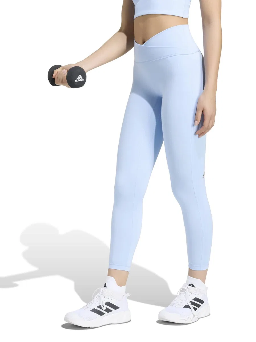 Спортивные узкие брюки ADIDAS PERFORMANCE Skinny Workout Pants 'Studio All Me' светло-голубого цвета — фото 2