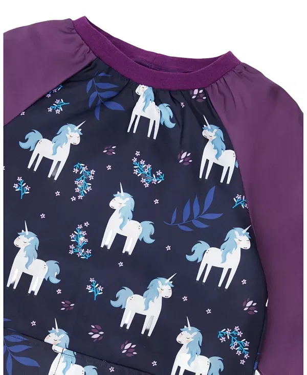 Детский топ для девочек с принтом Unicorn Practical Durable Protective Apron Deux Par Deux, Blue/Purple Unicorn Print — фото 4