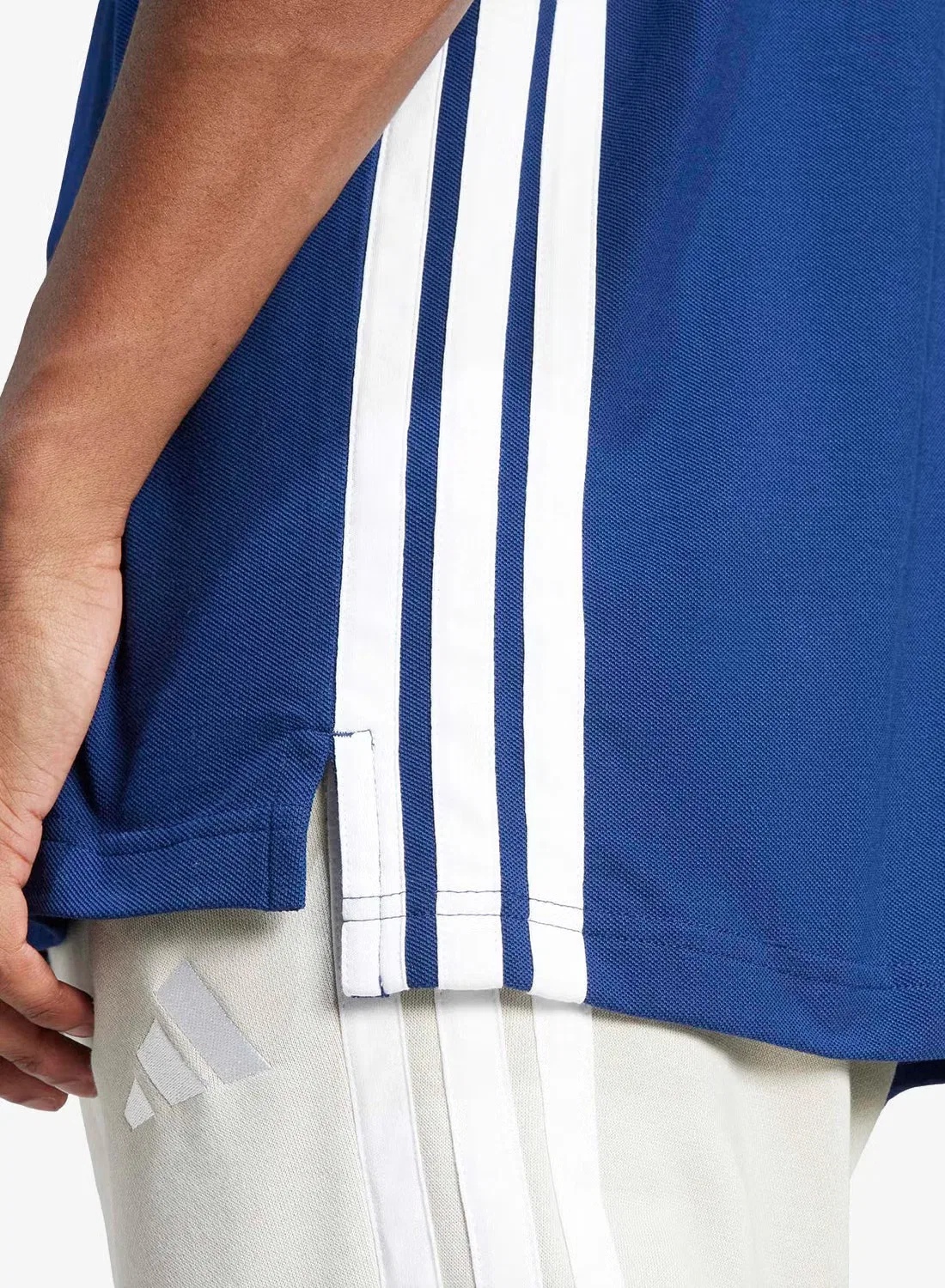 Поло с контрастными полосками 3-Stripes essential Adidas, темно-синий — фото 4